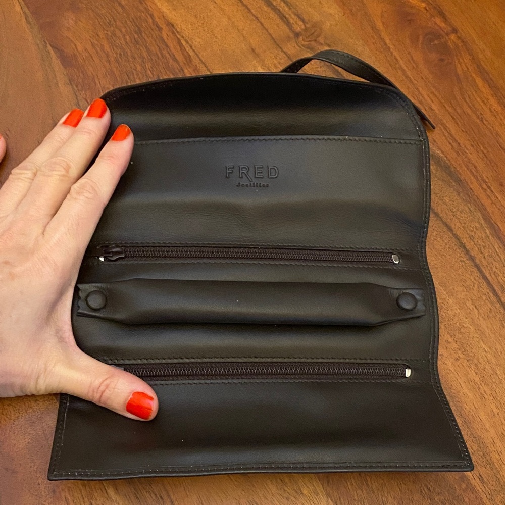 Fred Dark Brown Leather Toiletry and Makeup Bag